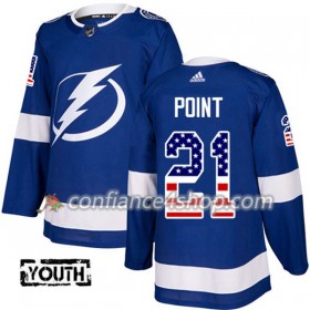Adidas Maillot de Hockey Tampa Bay Lightning Brayden Point 21 2017-2018 Bleu USA Flag Fashion Authentic - Enfant